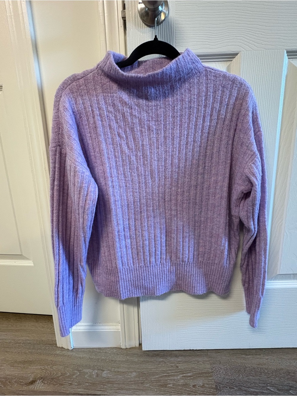 Lavender Ribbed Mock Neck Women's Sweater